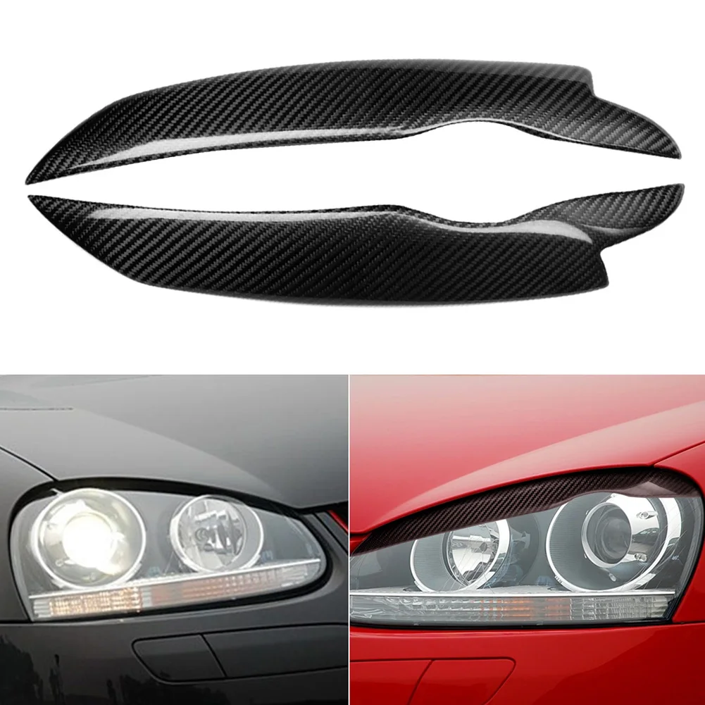 

2Pcs Car Headlight Eyebrows Eyelids Trim Cover Headlight Carbon Fiber Car Stickers for VW Golf 5MK5 Headlight Eyebrow