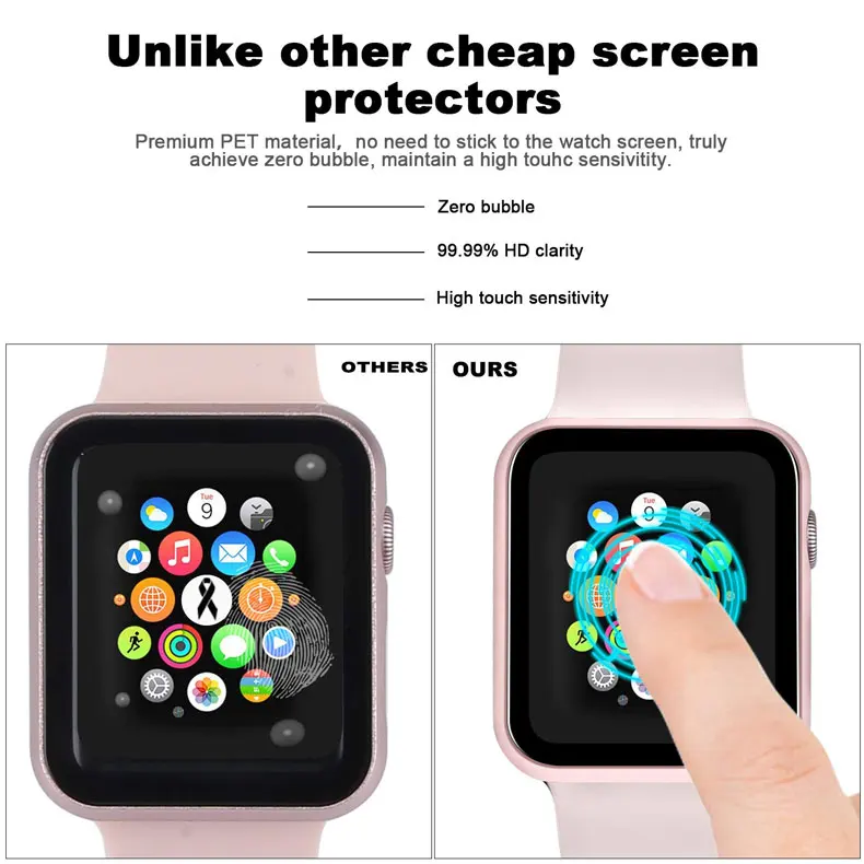 Часы Защитный чехол+ Защитная пленка на экран для наручных часов Apple watch 44 мм 40 мм, 42 мм, 38 мм, версия наручных часов iwatch серии 5/4/3/2/1 Защитная крышка прозрачная HD защитная пленка ультра-тонкий