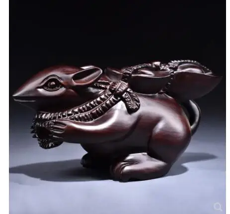 

Wooden carving Squirrel eight directions Ebony wood Rat Crafts porridge Zodiac Animal black sandalwood Handmade sculpture