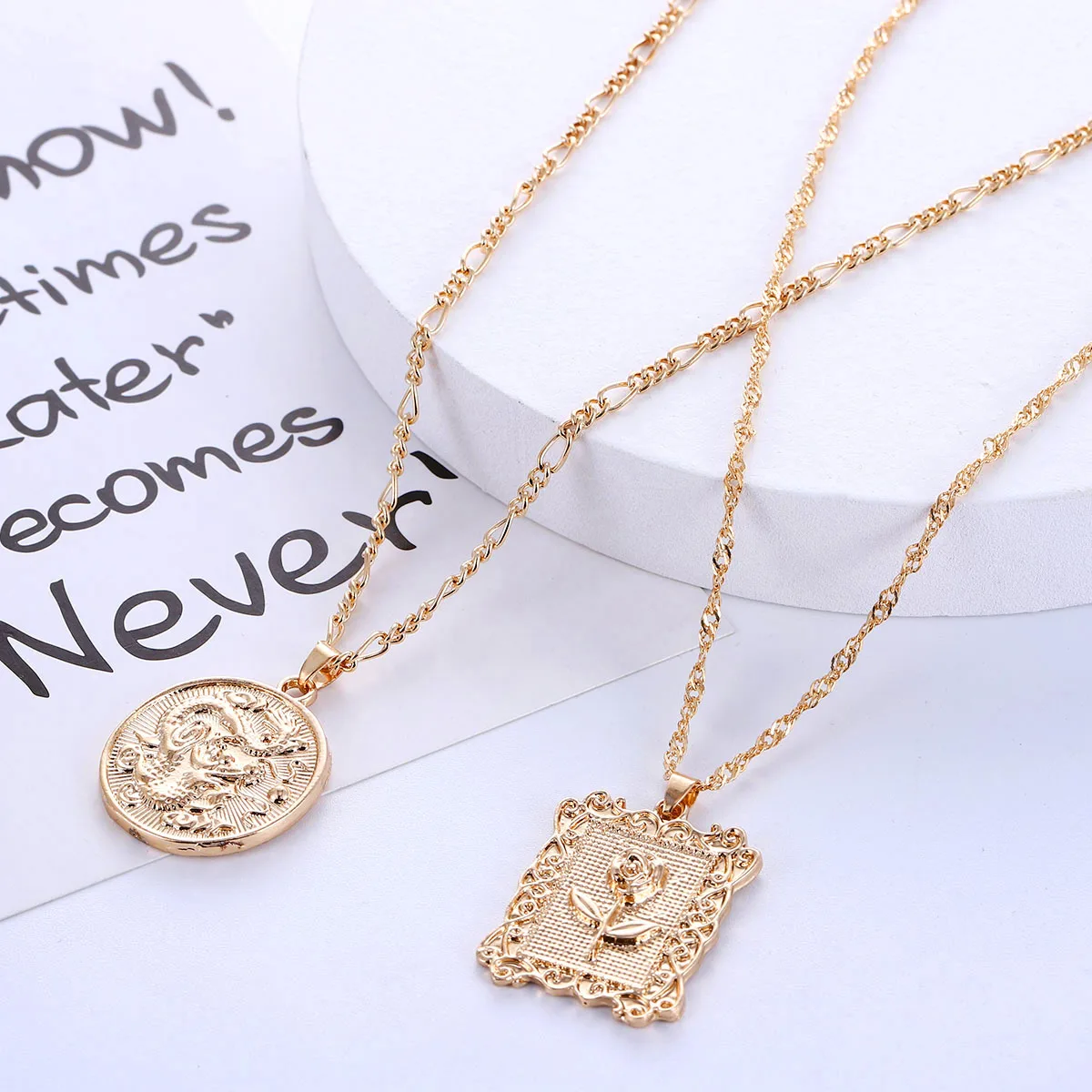 Фэн-шуй дракон роза подвеска ожерелье золотое короткое талисман для женщин и