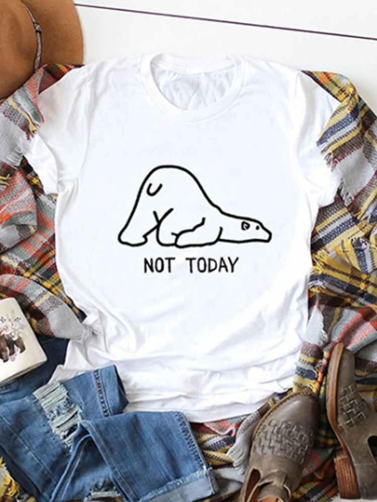 2019 не сегодня Футболка женская одежда милый мультфильм печати Забавные