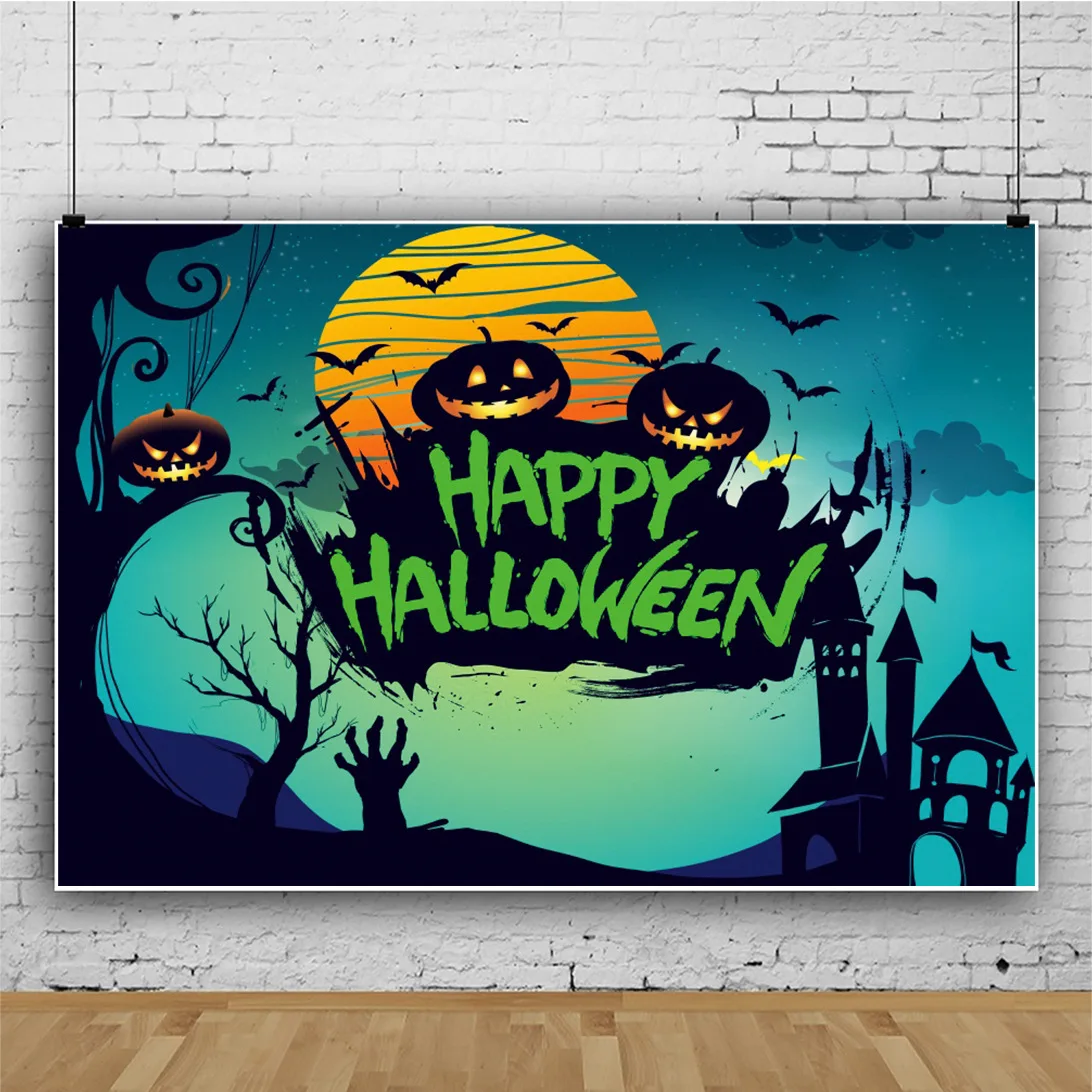 

Фон для студийной фотосъемки с изображением Хэллоуина Ужасов карнавала тыквы летучей мыши тканевый Декор для вечерние фон для видео