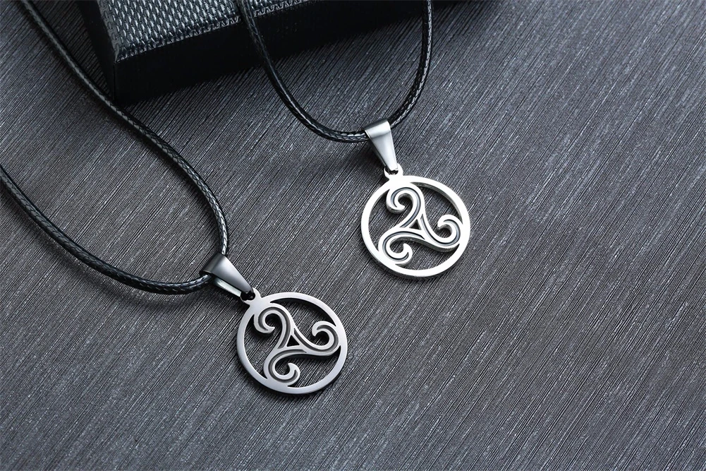 Серебряное ожерелье Triskelion с тройной спиральной подвеской, ожерелье из нержавеющей стали Bbc Renaissance, ювелирные изделия унисекс