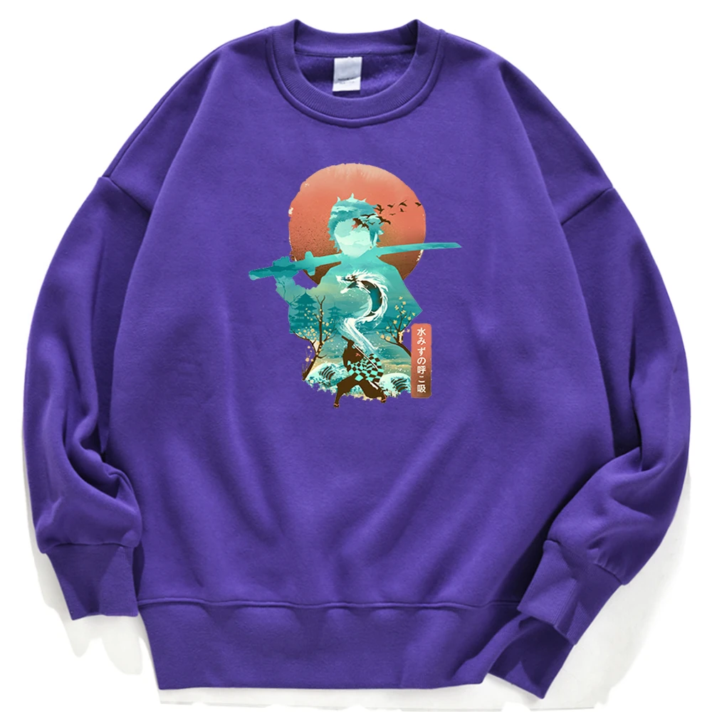 

Men Sweatshirts Demon Slayer Japan Anime Kamado Tanjirou Clothing Man Sweatshirt Harajuku Streetwear Crew Neck Tracksuit Men