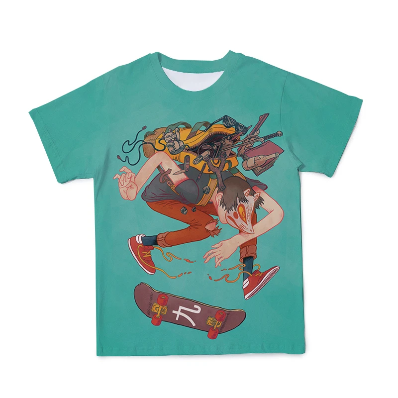 

Футболка мужская с 3D-принтом призраков и стилей в стиле панк, модная Повседневная рубашка с круглым вырезом для пар, большие размеры, на лето