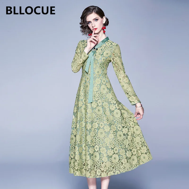 Женское длинное кружевное платье BLLOCUE дизайнерское винтажное праздничное с