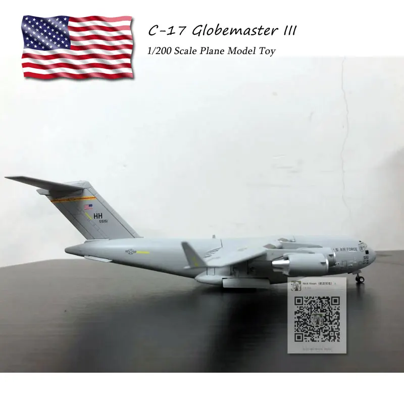 WLTK 1/200 весы C-17 Globemaster III Strategic и Tactical Airlifter литой под давлением металлический армейский самолет модель игрушка для коллекции