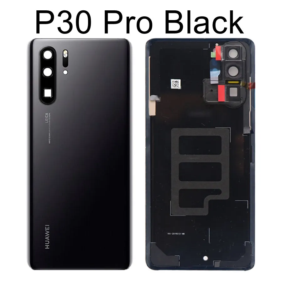 Для huawei P30 задняя крышка батарейного отсека задняя стеклянная дверь Корпус чехол ELE L09 L29 для huawei P30 Pro крышка батареи+ объектив камеры VOG L04 - Цвет: P30 Pro Black