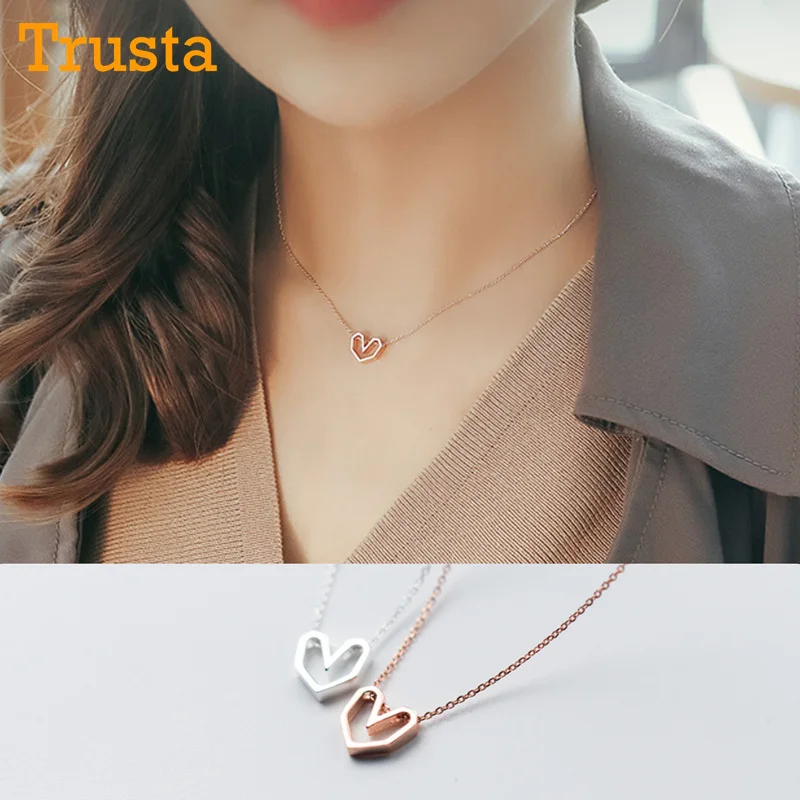 Женское колье из серебра 2018 пробы с подвеской в виде сердца 40 см|gift girl|heart pendantfashion