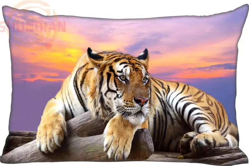 

Custom Pillowcase tiger rectangle Zipper Pillow Throw Pillow Case Cover 45x35cm(One Side) Printed