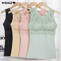 lace underwear women tank crop top beauty back female sexy lingerie gathered plus size seamless padded vest warm breathable cami