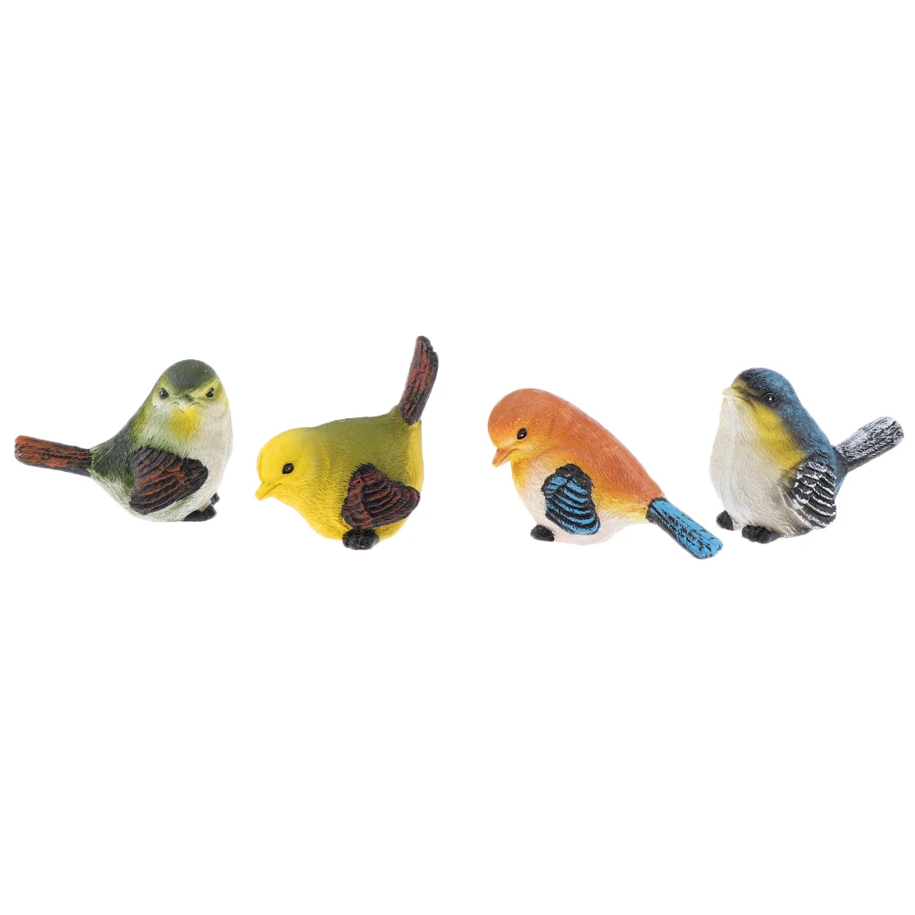 

4Pcs Resin Birds Decor Outdoor Garden Yard Artificial Ornamental Bird's