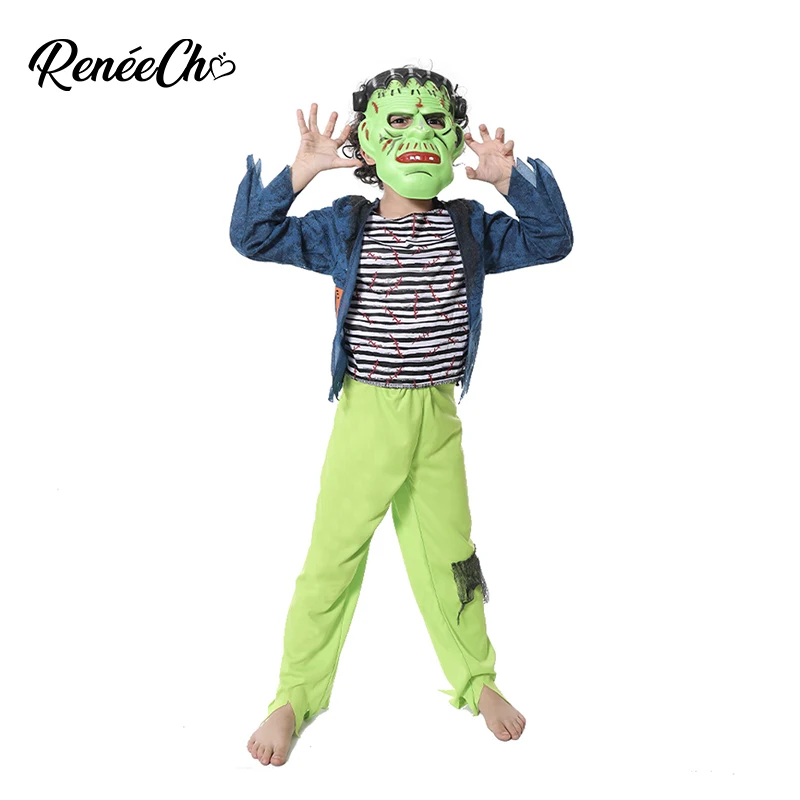 Детский костюм-монстр для мальчиков зеленая маска штаны Хэллоуин |