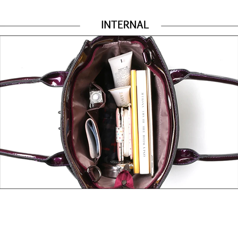 Сумка-тоут женская из лакированной кожи роскошный саквояж с крокодиловым узором