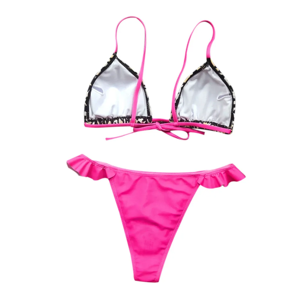 

New Women Ladies Swimwear Sexy Leopard Print Bikini Gathering Swimsuit underwear