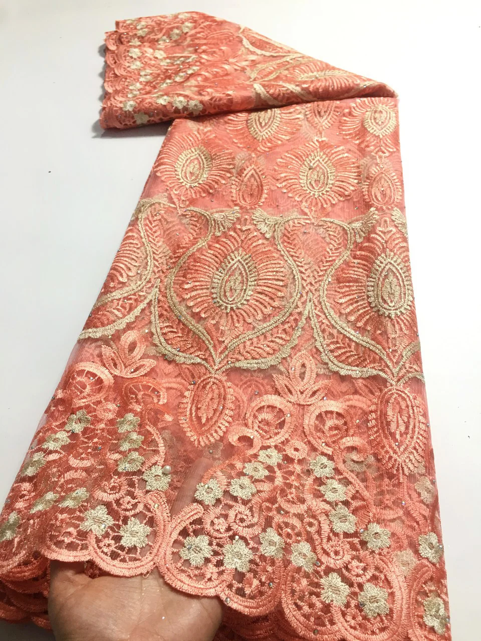 Белый африканская сетчатая кружевная ткань с бусины камни французская высокое