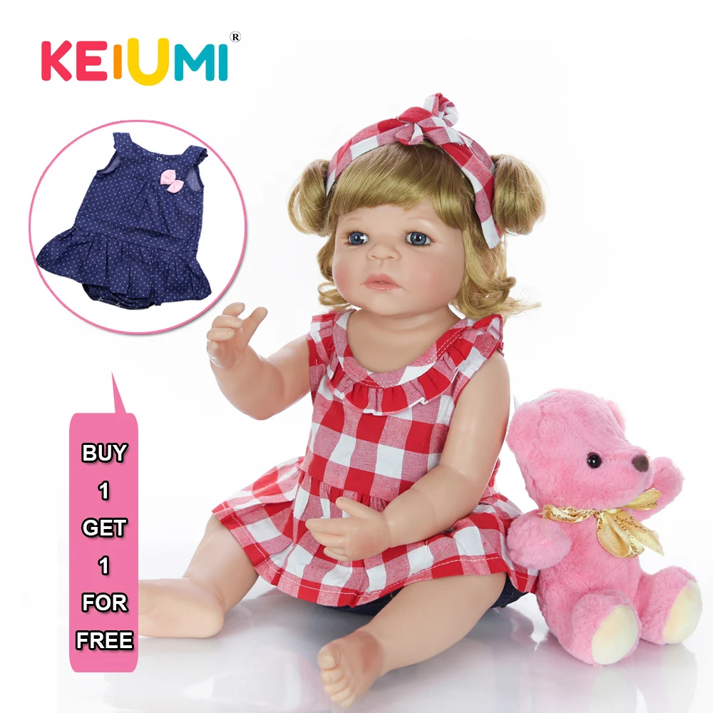 KEIUMI милые золотые куклы Новорожденные 55 см полностью силиконовые виниловые