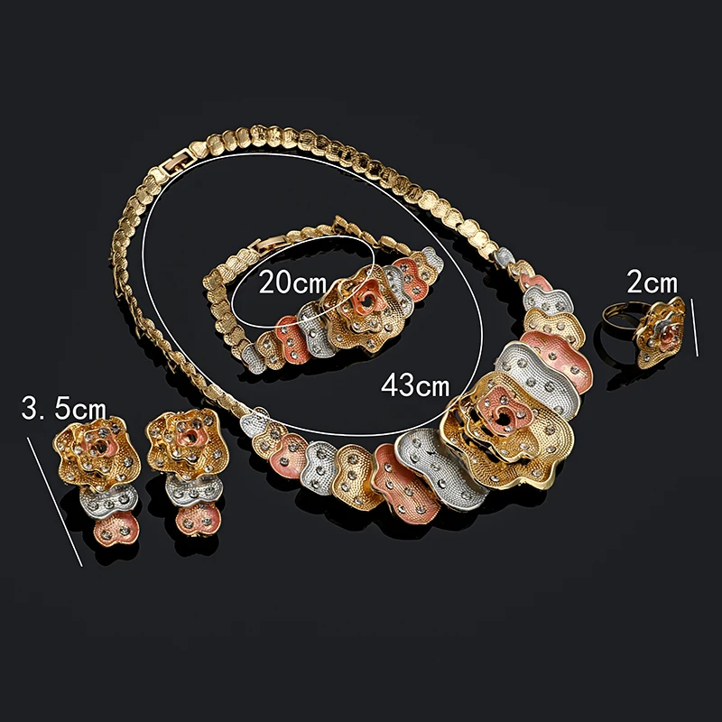 

Fani nigerian women wedding jewelry set fashion african Bridal Bijoux Jewelry set Wholesale Dubai gold Colorful jewelry set