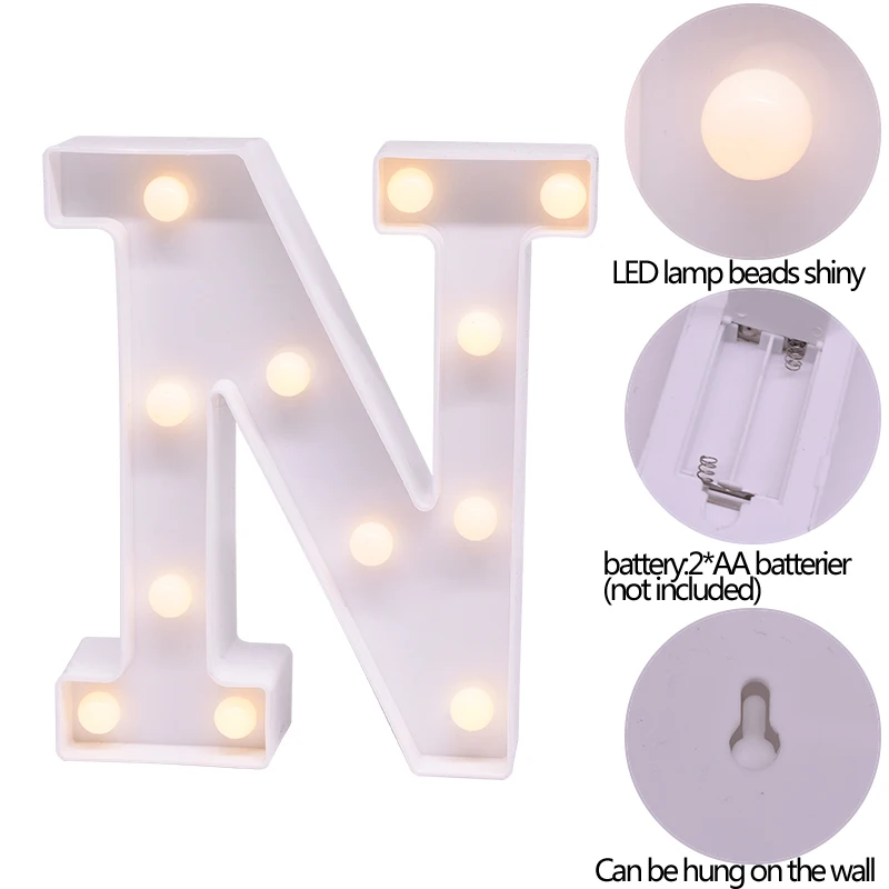

LED Letter Night Light Alphabet Number Heart Plastic LED Light for Wedding Valentines Day Ornament Birthday Party DIY Decoration