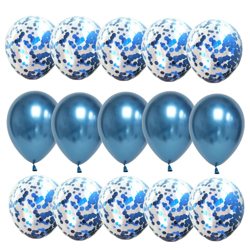 15Pcs Metal and confetti ballons Kids birth day parties and Wedding decoration Baby Shower Happy birthday party balloons globos