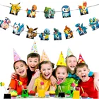 Покемон го, мультфильм Пикачу, баннер на день рождения, украшение для торта, Топпер, обертка для капкейков, детские товары для вечевечерние