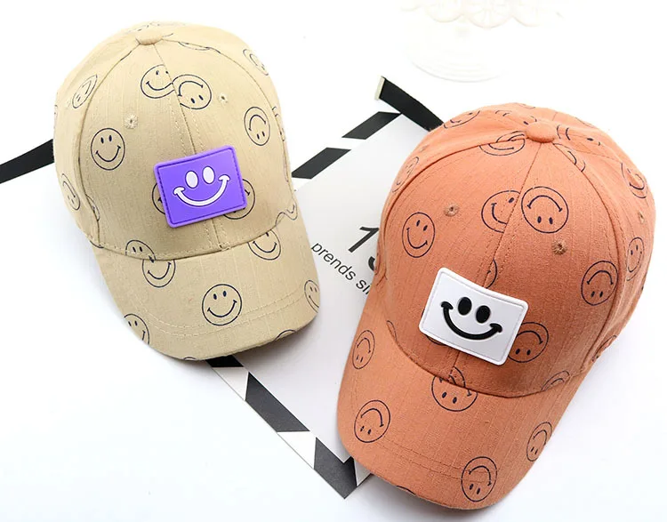 Детская шапка со смайликом детская бейсбольная кепка с вышитыми цветными