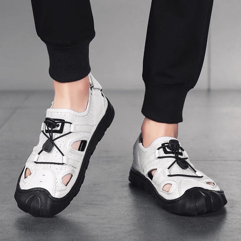 Сандалии Walkerpeak мужские из натуральной кожи модная повседневная нескользящая