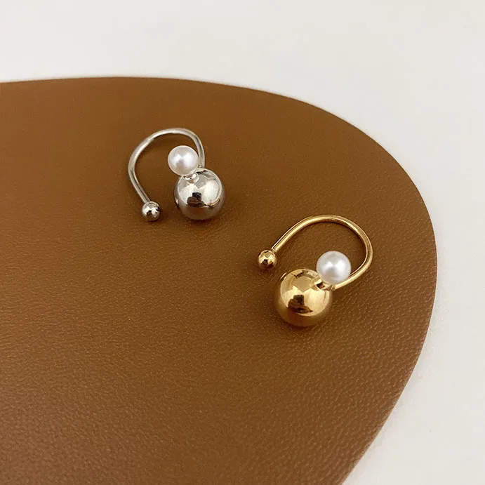 

Non Piercing Clip Earrings For Women Small Geometric C Metal Gold Ball Pearl Ear Clips Ladies Fashion Jewellery Gift