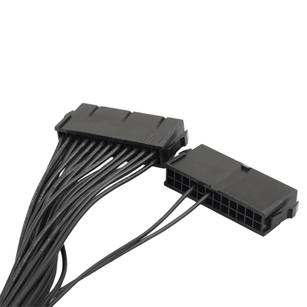 Кабель удлинитель Черный с двойным блоком питания 30 см 24 контакта ATX|Компьютерные