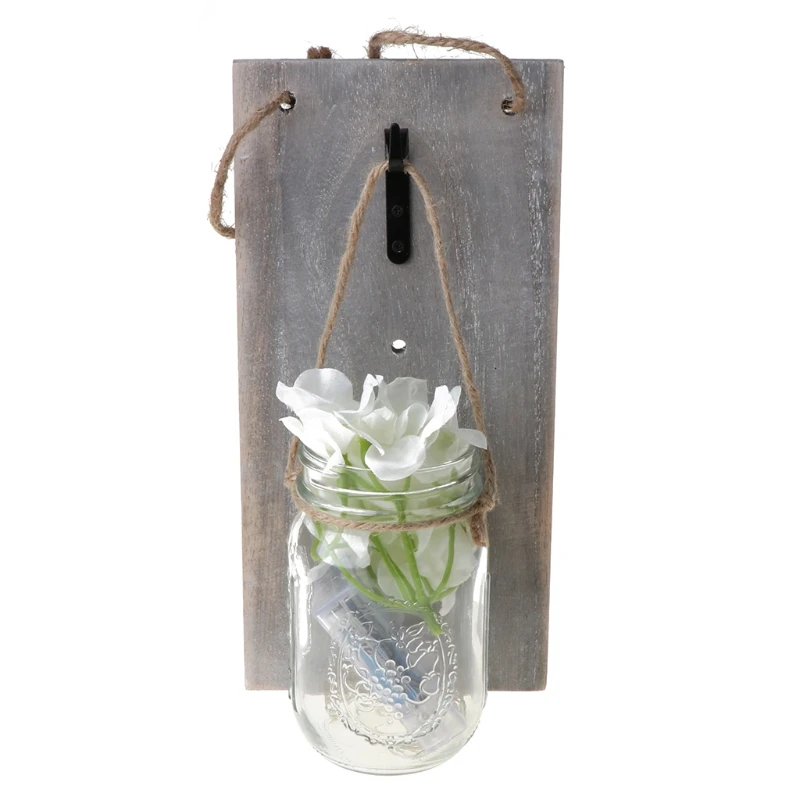 Прозрачная стеклянная банка цветы подвесная деревянная доска настенный