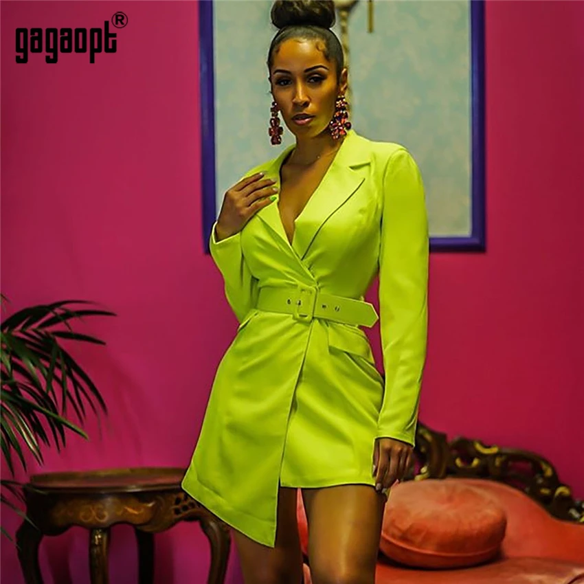 Gagaopt Элегантное длинное женское пальто с жакеты ремешком однотонные женская