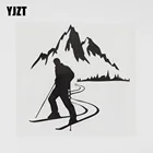 YJZT, 12,3 см x 13,4 см, Виниловая наклейка на лыжную Скейтер, спортивную гору, снег, чернаясеребристая, 8A-0643