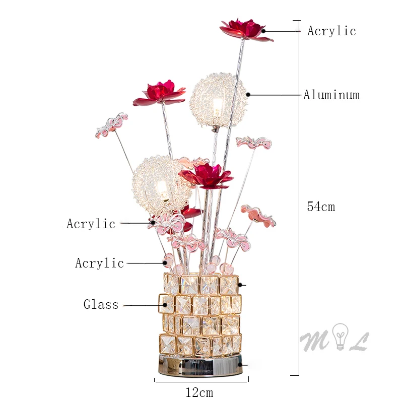 Modern Flower Beside Lamp Acrylic Table Lamps for Living Room Light Art Deco Bedroom Led Side Wedding Desk | Освещение