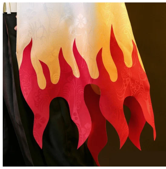 

Anime Demon Slayer: Kimetsu no Yaiba Rengoku Kyoujurou Men Cosplay Costume Top + Pants + Belt + Cloak