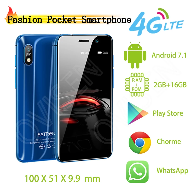 Pocket 4G LTE смартфон на Android четыре ядра ультратонкий сотовый телефон Google Play Store две Sim