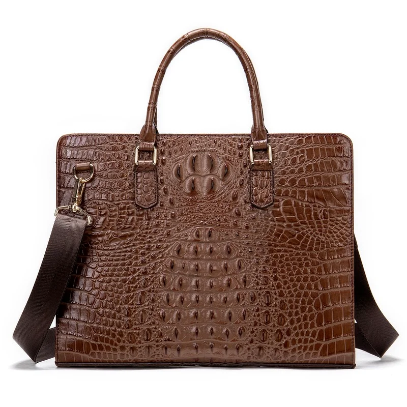 

Men's briefcase leather business men's bag men's leather bag handbag horizontal crocodile pattern business bag