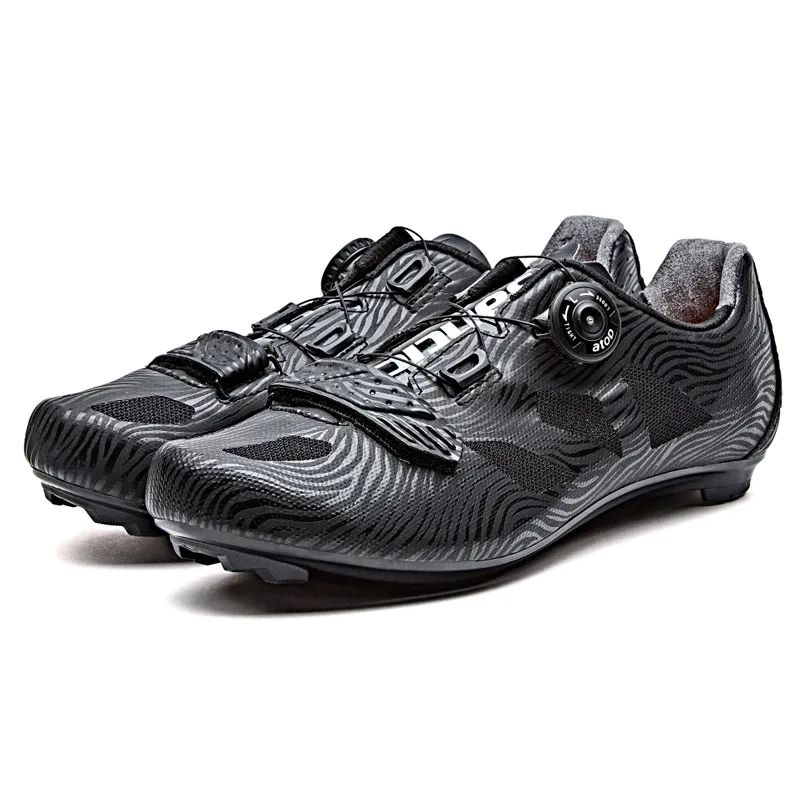 Black-S17005H Santic Мужская камуфляжная велосипедная обувь, дышащая обувь для езды на велосипеде из искусственной кожи, автоблокировка, велосипедные кроссовки для езды на велосипеде - Цвет: Black-S17005H