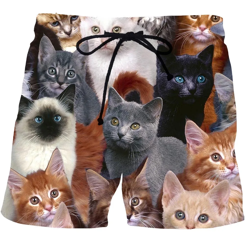 

Animal Graphic Beach Shorts For Men 3D Pattern Cat Boardshorts Men/Women Short Pants