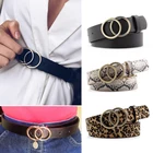 Ремень из искусственной кожи Женский, модный винтажный пояс с двумя кольцами и золотой пряжкой для джинсов