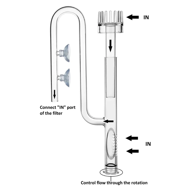 

Glass Lily Pipe Inflow with Surface Skimmer for Aquarium Tank Effectively Absorb Dissolved Organic Matter Removes Scums