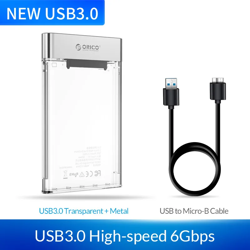 ORICO HDD Case 2.5 inch Transparent Box USB3.0 HDD Enclosure Micro-B SATA to USB 3.0 Hard Disk Case 6Gbps Support 4TB UASP Case - Цвет: HDD Case