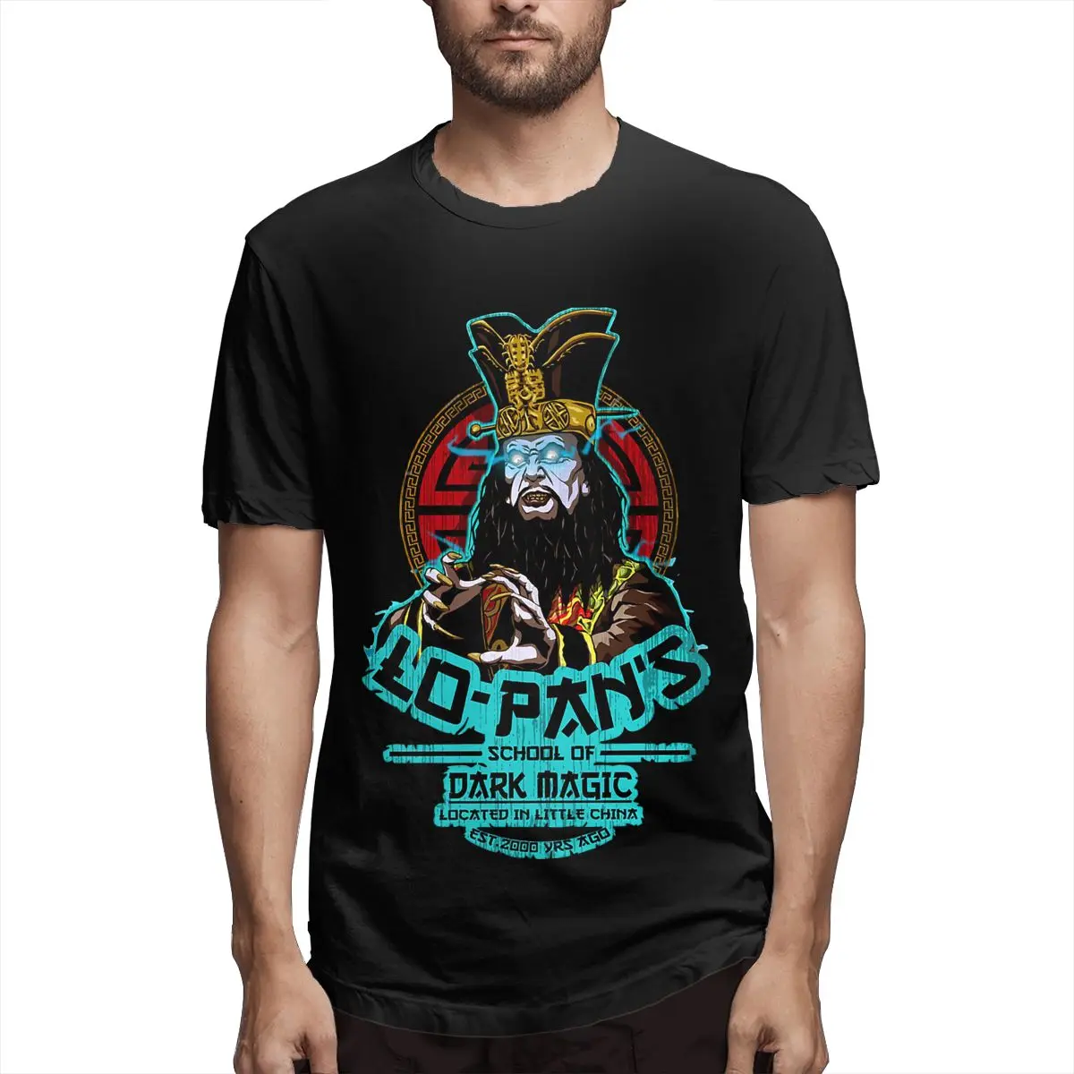 

Mortal Kombat LO PAN SCHOOL OF DARK MAGIC Men Humor Tees Short Sleeve Crewneck T-Shirt Cotton Printed Clothing