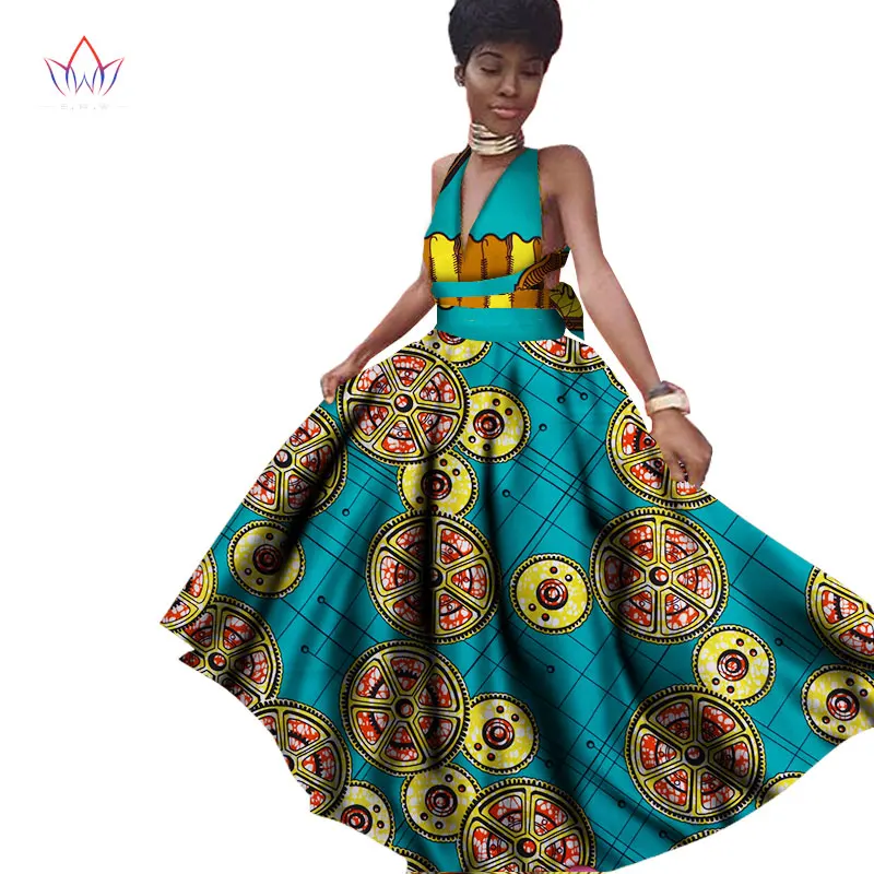Одежда в африканском стиле женские платья Bazin Riche без рукавов макси платье для