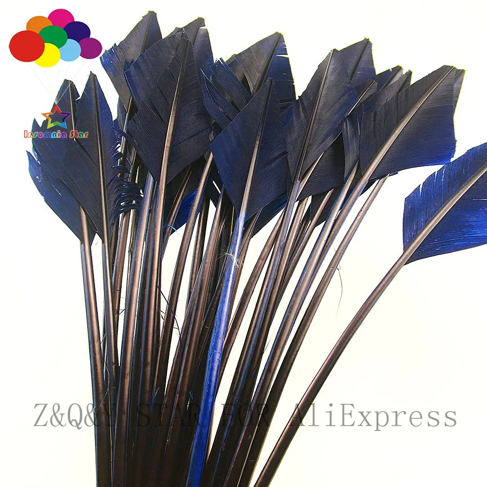 

Natural 25-30CM Turkey Nest Forest Feather Scissors Tip Dye Navy Blue DIY Craft Headdress Fitting Feather