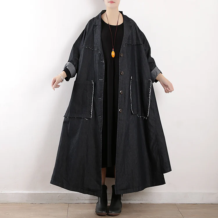 Новое Женское джинсовое пальто свободного покроя длинное из джинсовой ткани