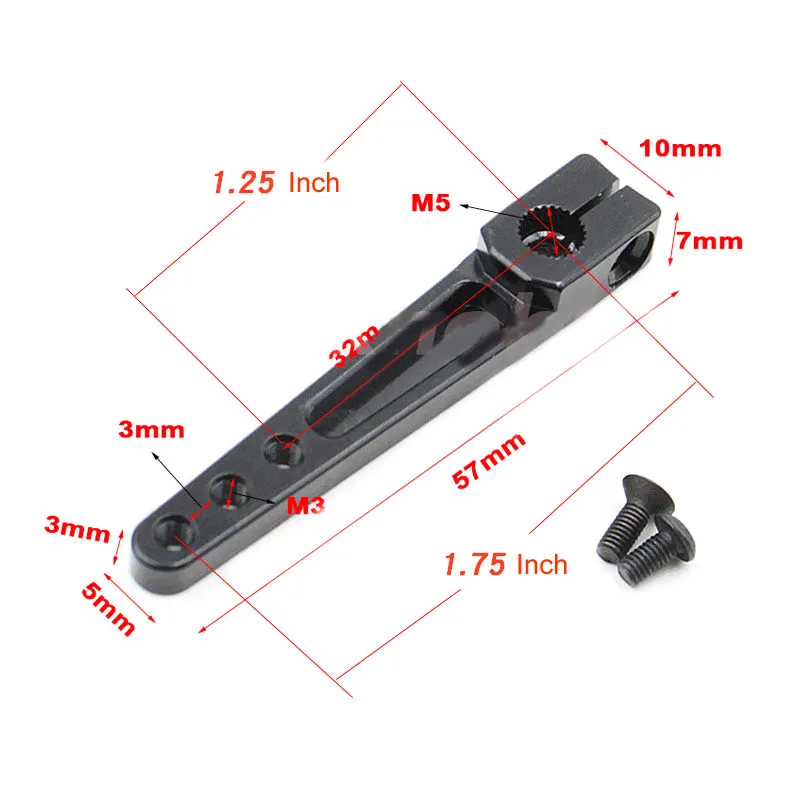 

2PCS Aluminum Alloy Steering Gear Metal Swing Arm Horn Rocker Rocking 25T 1.75Inch Oscillating Limb for FUTABA RC Drone DIY Toy