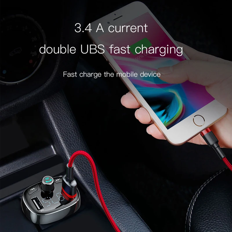 Baseus Car FM Transmitter Bluetooth 3.0 MP3 Audio Player 3.4A Dual USB Charger Handsfree Phone Modulator | Автомобили и мотоциклы