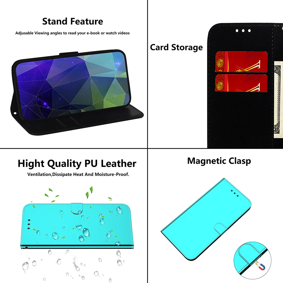 Роскошный зеркальный флип-чехол с подставкой для Samsung Galaxy A01 Core S8 S9 S10e S10 Plus A10s S21 A10