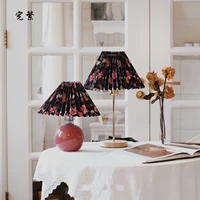 xianfan new retro cloth lampshade wiht ceramic or wood base table lamp for bedroom vintage night light work desk lamps