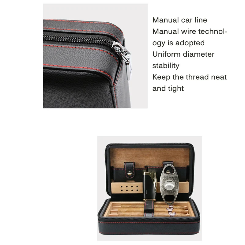 Чехол Humidor для сигар портативный деревянный кожаный увлажнитель путешествий